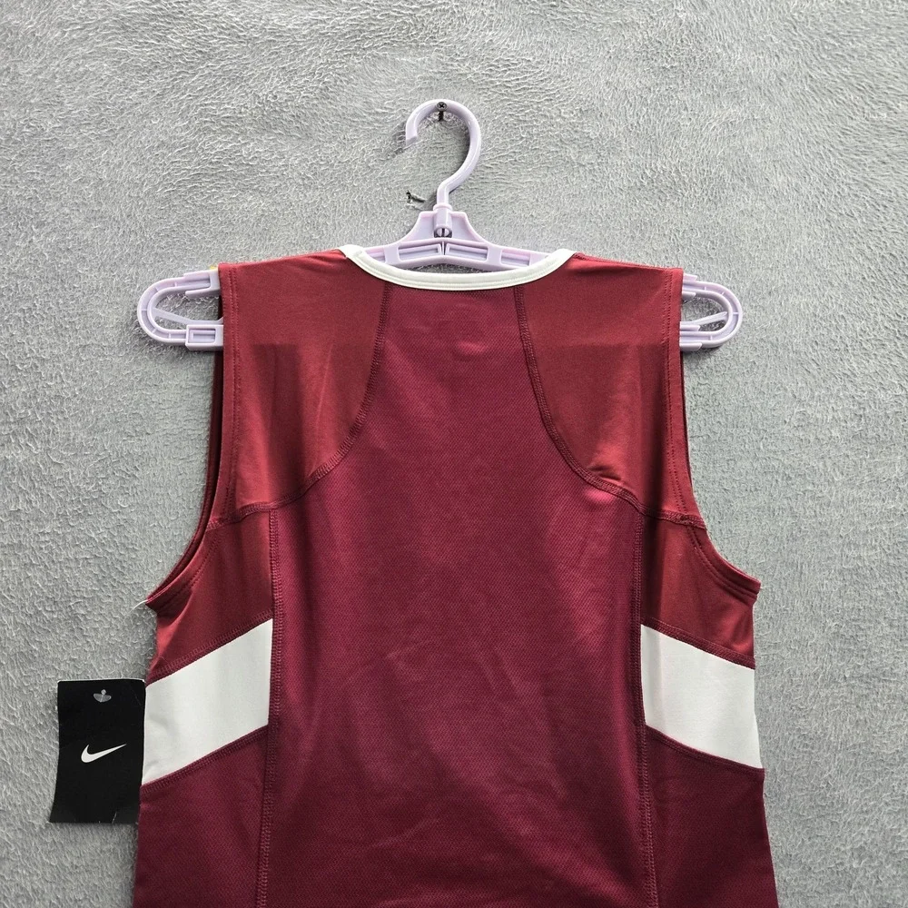 Nike Women Tank Top S Maroon Colorblock Team Power Logo Dri-Fit Scoop Neck READ